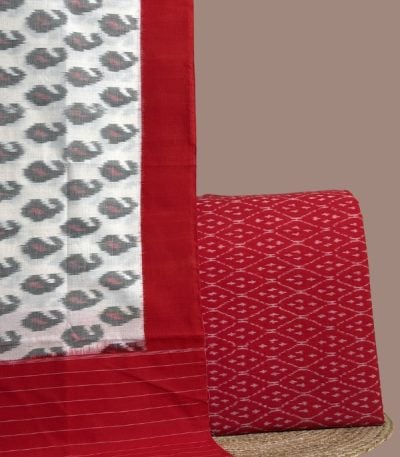 Red ikkat top with diamond motifs