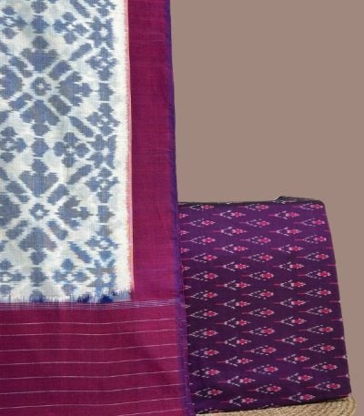 Purple ikkat top with floral motifs