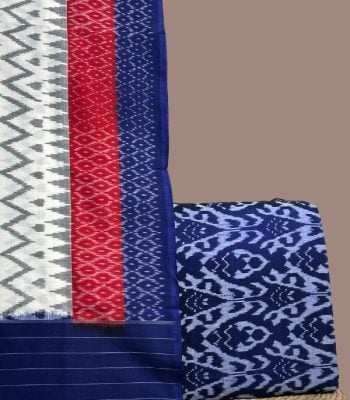 Navy blue bold-motif ikkat top