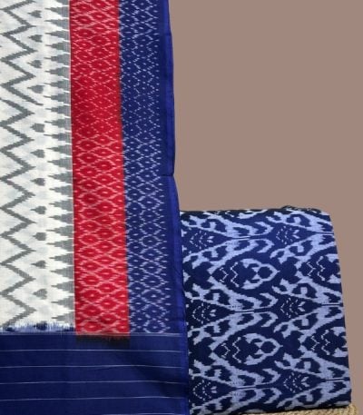 Navy blue bold-motif ikkat top
