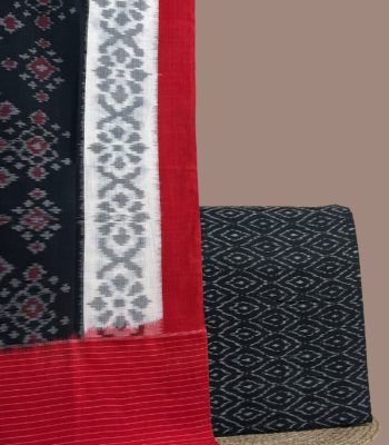 Black ikkat top with ogee motifs