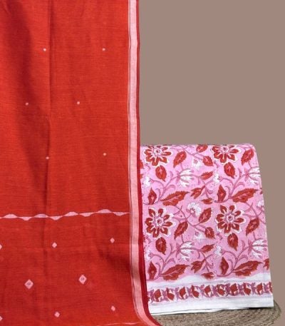 Pink floral blockprint soft cotton top
