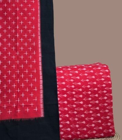 Red ikkat top with arrow motifs