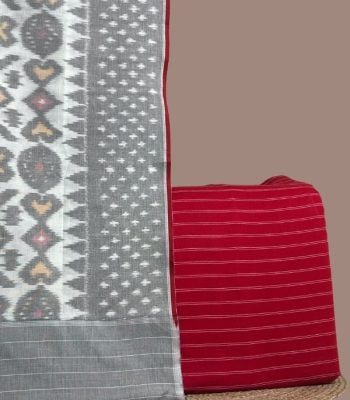 Red handloom striped top