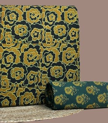 Mustard and black Ajrakh floral top