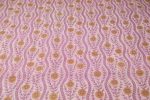 Pink Mustard Flower Wave Stripe Pure Cotton Bagru Handblock Printed Fabric - Image 4