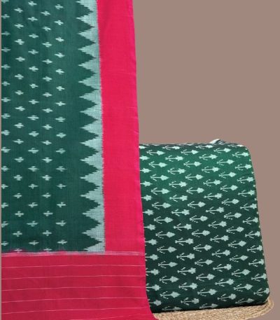 Green ikkat top with arrow motifs