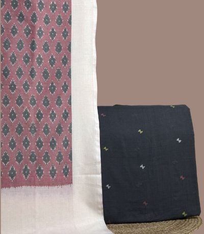 Black jamdani woven top with multicolour butis