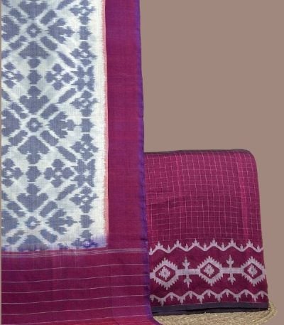 Purple checked top with jamdani woven border