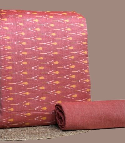 Red ikkat top with yellow arrow motifs