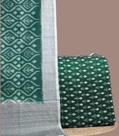 Green ikkat top with arrow motifs