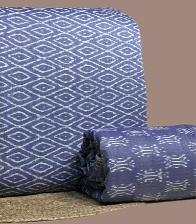 Blue ikkat top with diamond motifs