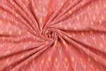 Coral Pink Ikat Arrow Handloom Mercerised Cotton Fabric - Image 3