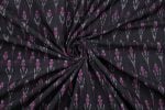 Black Magenta Ikat Arrow Handloom Mercerised Cotton Fabric - Image 3