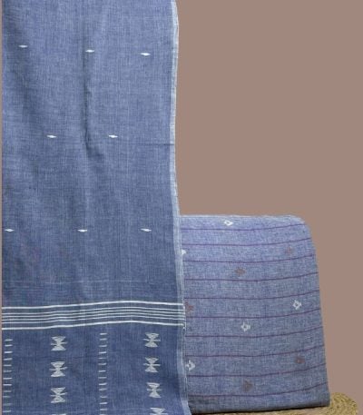Blue striped jamdani woven top with butis