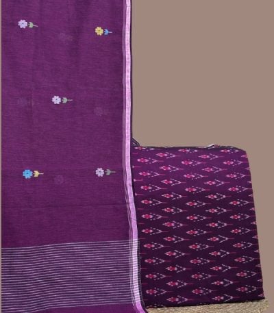 Purple ikkat top with pink motifs