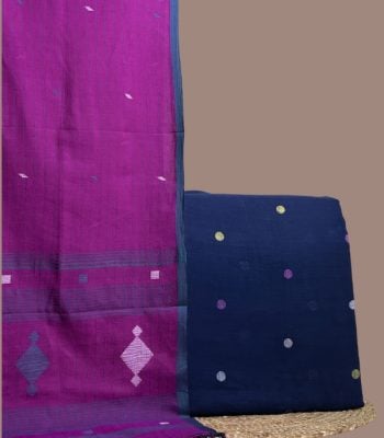 Blue jamdani woven top with multicolour dots