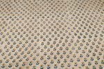Beige Blue Floral Buti Pure Soft Cotton HandBlock Printed Fabric - Image 4