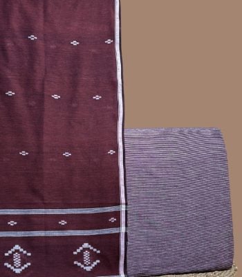 Red handloom cotton dupatta with white woven motif border