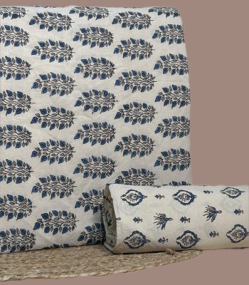 Red Ajrakh cotton top with indigo geometric motifs