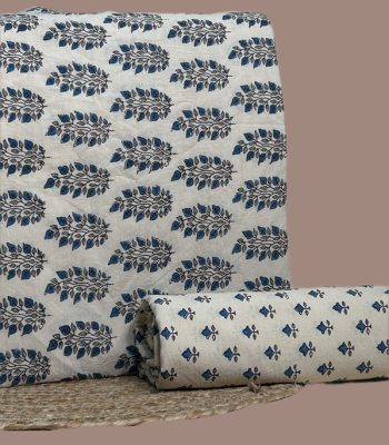 Red Ajrakh cotton top with indigo lotus buti