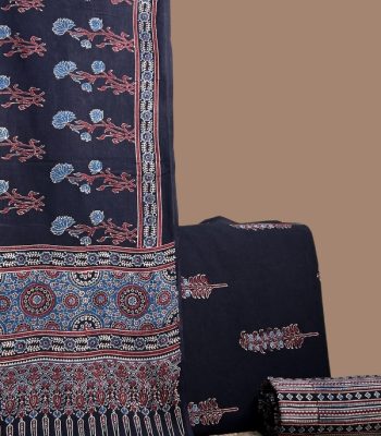 Red Ajrakh cotton top with tree buti motifs
