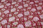 Maroon Pink Peony Jaal Pure Soft Cotton HandBlock Printed Fabric - Image 4