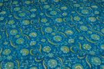 Teal Green Floral Jaal Pure Soft Cotton HandBlock Printed Fabric - Image 4