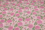 Baby Pink Rose Jaal Pure Soft Cotton HandBlock Printed Fabric - Image 4