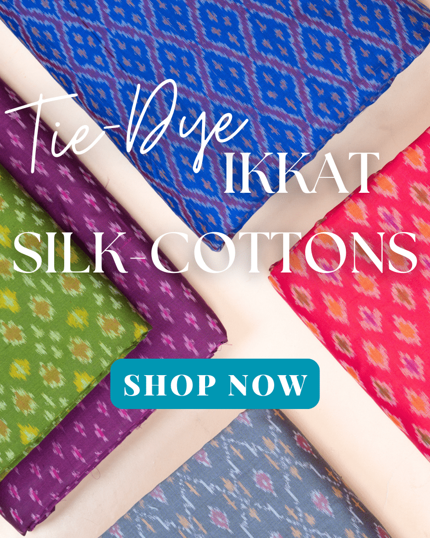 Ikkat handloom cotton silk fabric
