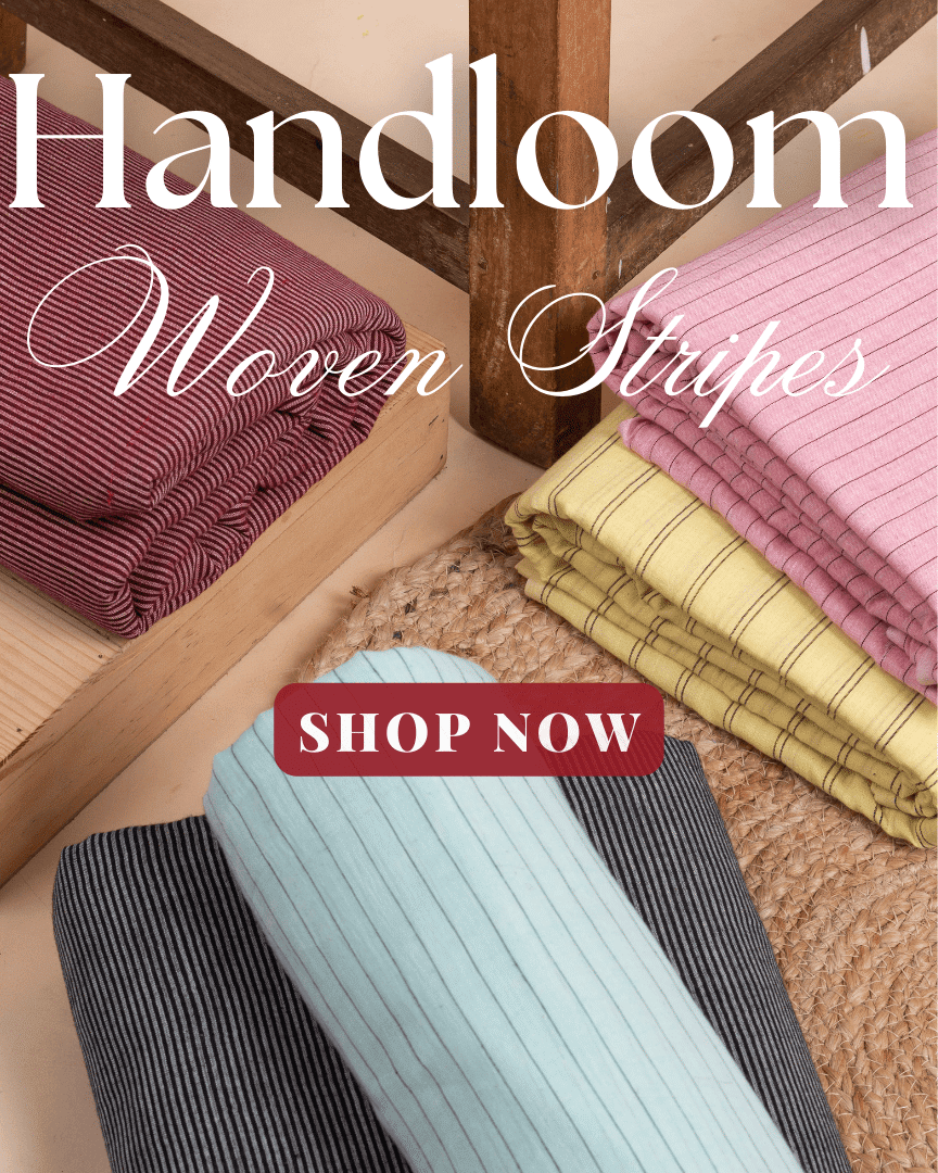 Jamdani Handloom Woven stripes Cotton FAbrics