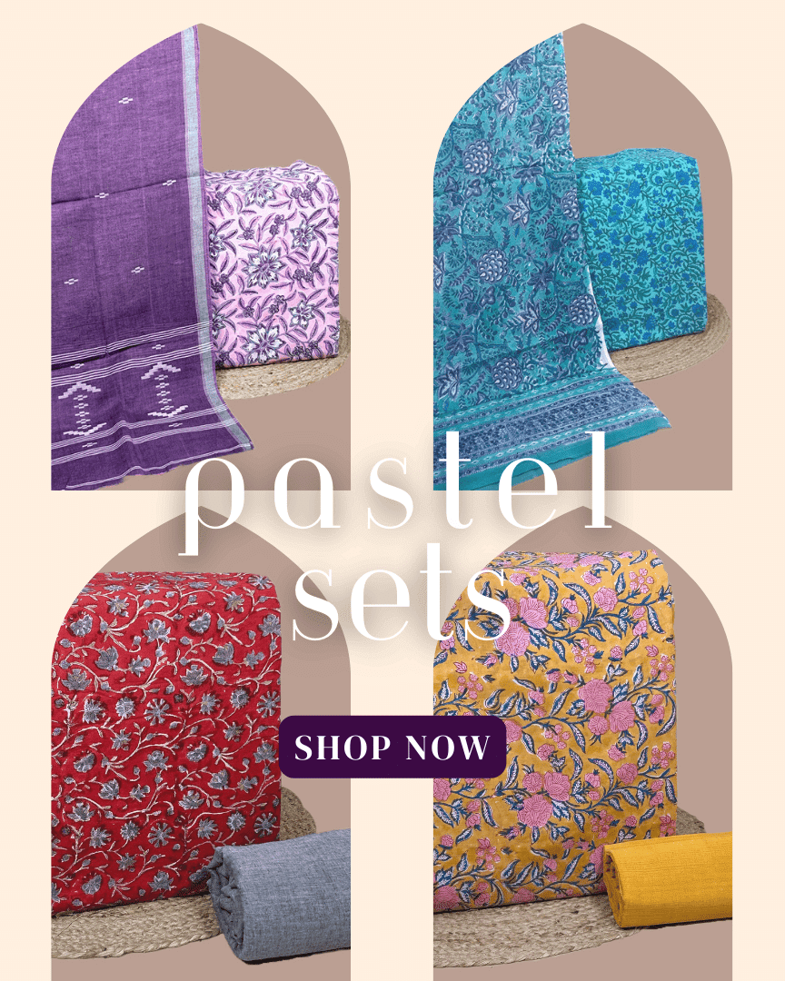 unstitched sets-pastel sanganeri sets
